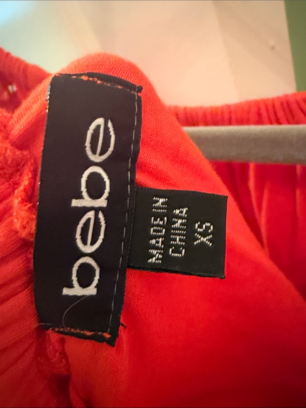 bebe Red Off-Shoulder Eyelet Ruffle Tunic - Picture 3 of 3